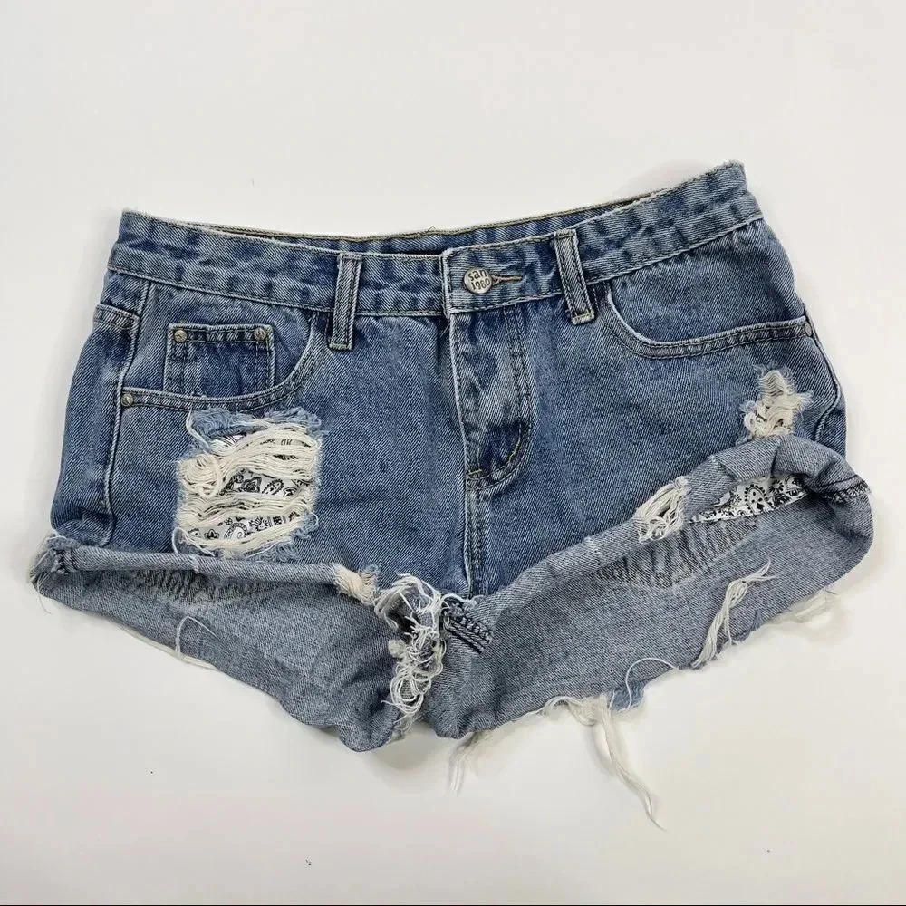 Blanche Denim Distressed Shorts - Picture 2 of 12